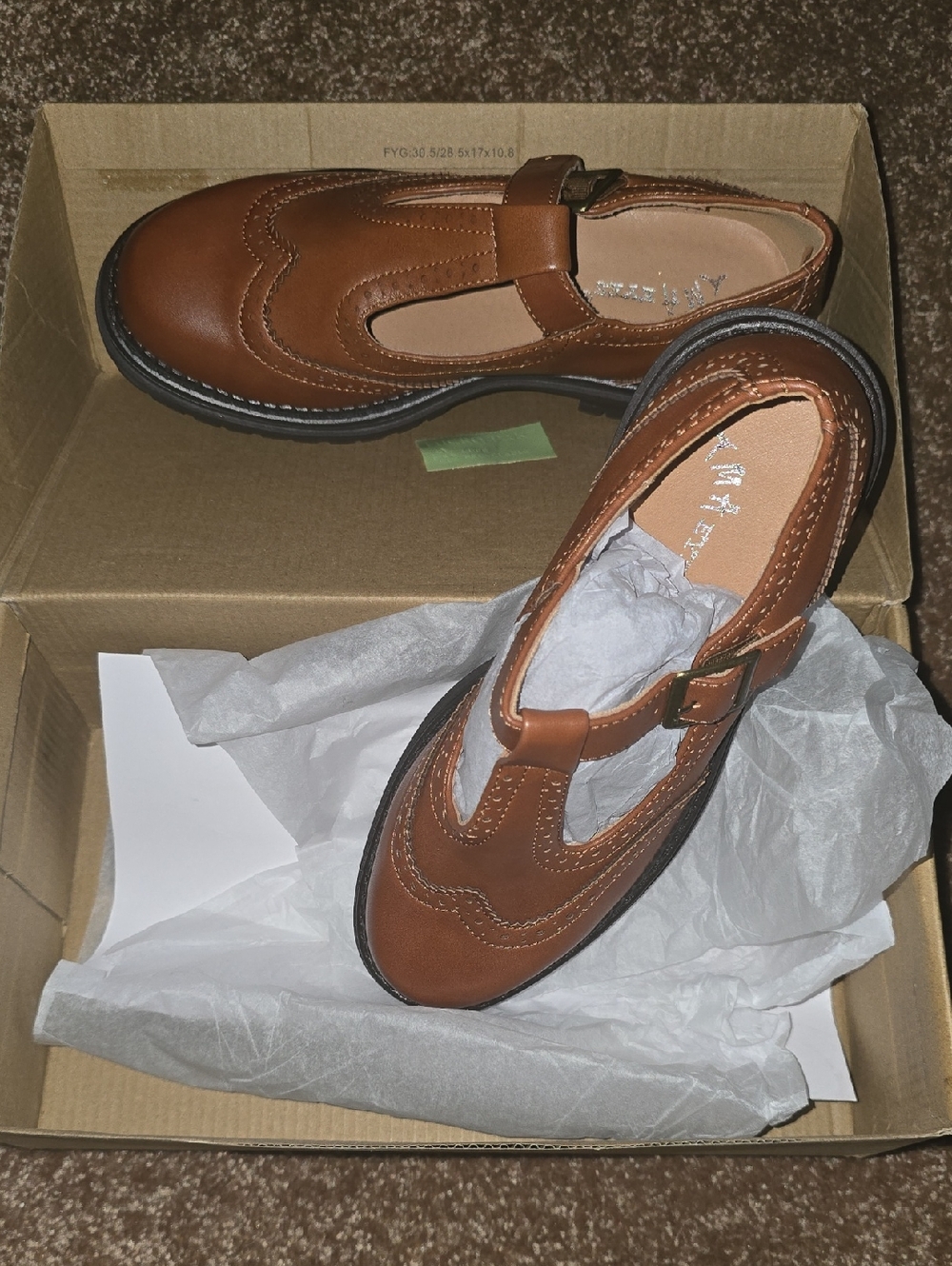 TMA Eyes Brown Leather Mary Jane with Buckle Strap